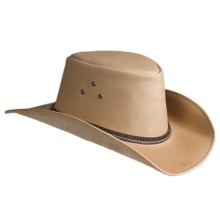 Kakadu Coolongatta Vintage Leather Hat - Welt Band, Shapeable Brim (For Men and Women) in Bone - Closeouts