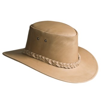 Kakadu Nullarbor Vintage Leather Hat - Wide Braid Band (For Men And Women) in Bone
