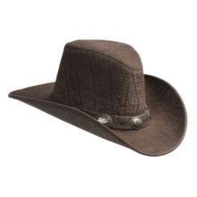 Kakadu Razorback Hat - Leather, Shapeable Brim (For Men and Women) in Mushroom Embossed - Closeouts