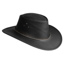 Kakadu The Barcoo Leather Hat - Shapeable Brim (For Men and Women) in Black - Closeouts