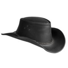 Kakadu The Barcoo Slicker Leather Shapeable Brim Hat (For Men and Women) in Black - Closeouts