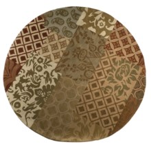 Kaleen Bombay Patchwork Wool Rug - 7'9" Round in Brown - Closeouts