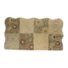 Kaleen Bombay Scalloped Hearth Rug - Wool, 21x42" in Green - Closeouts