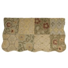 Kaleen Bombay Scalloped Hearth Rug - Wool, 27x48" in Green - Closeouts