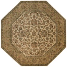 Kaleen Hand-Knotted Wool Area Rug - 8’ Octagon in Ivory/Gold - Closeouts