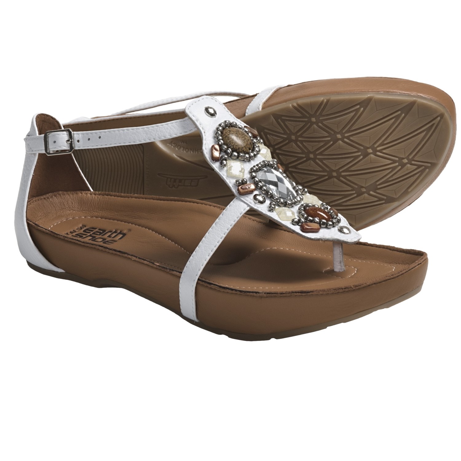 ... Earth Enchant Sandals - Jeweled Leather (For Women) in White Leather