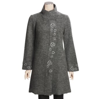 Katherine Barclay Boiled Wool Coat - Embroidered (For Women) in Oxford Grey