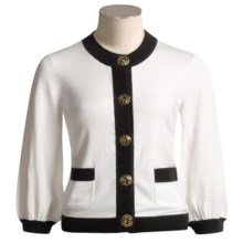 Katherine Barclay Cardigan Sweater - 3/4 Sleeve (For Women) in White/Black - Closeouts