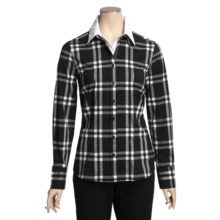 Katherine Barclay Plaid Blouse - Stretch Cotton, Long Sleeve (For Women) in Black/White Plaid - Closeouts