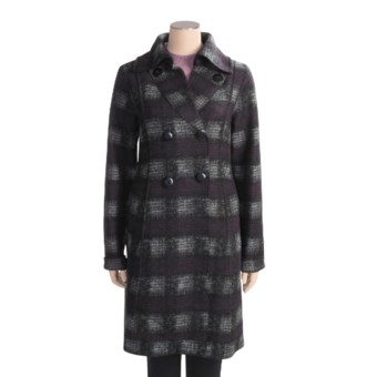 Katherine Barclay Plaid Coat - Wool Blend (For Tall Women) in Purple/Black
