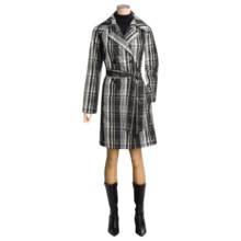 Katherine Barclay Plaid Trench Coat (For Women) in Black/White Plaid - Closeouts