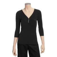 Katherine Barclay Ribbed Shirt - Silk-Rich, 3/4 Sleeve (For Women) in Black - Closeouts