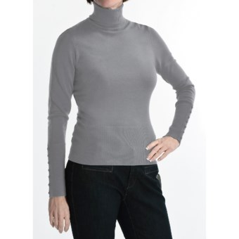 Katherine Barclay Stretch Turtleneck - Long Sleeve (For Women) in Pebble Grey