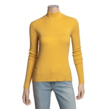 Katherine Barclay TENCEL®-Cotton Sweater- Ribbed Mock Turtleneck, Long Sleeve (For Women) in Curry - Closeouts