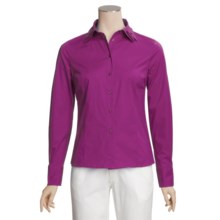 Katherine New York Double-Collar Shirt - Stretch Poplin, Long Sleeve (For Women) in Berry - Closeouts