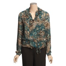Katherine New York Tunic Shirt - Pleated Bodice, Long Sleeve (For Women) in Brown/Turquoise - Closeouts