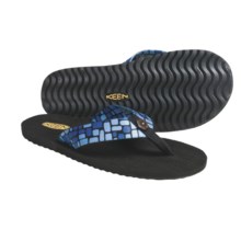 Keen Cabo Flip-Flop Sandals - Mush® Footbed (For Women) in Blue/Block Print - Closeouts