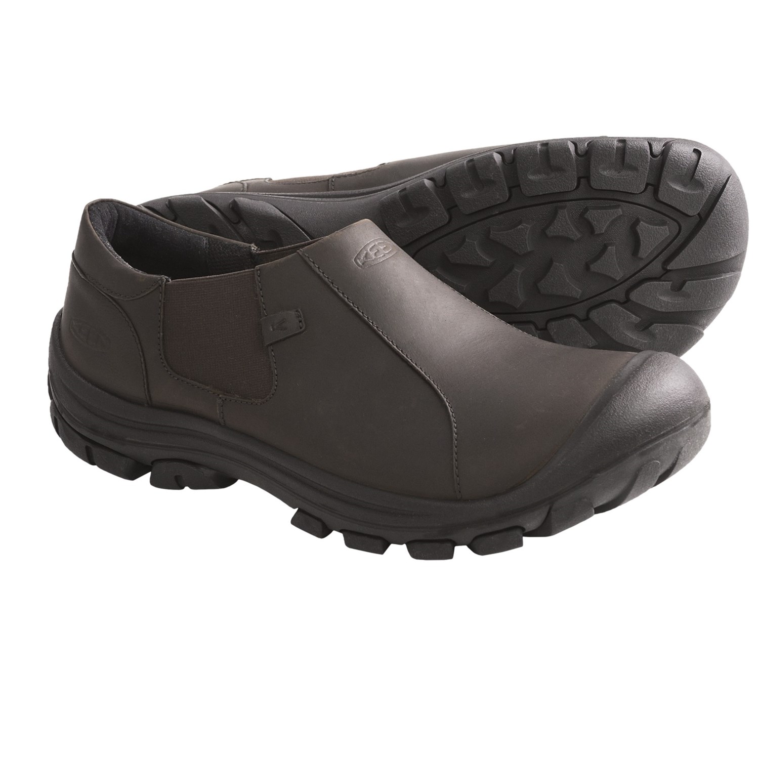 Keen Ontario Shoes - Leather, Slip-Ons (For Men) in Slate Black