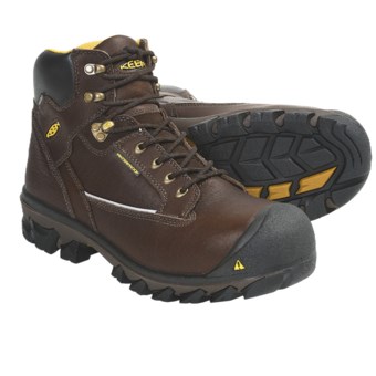 Keen Portland Work Boots - Waterproof, Composite Toe (For Men) in Brown
