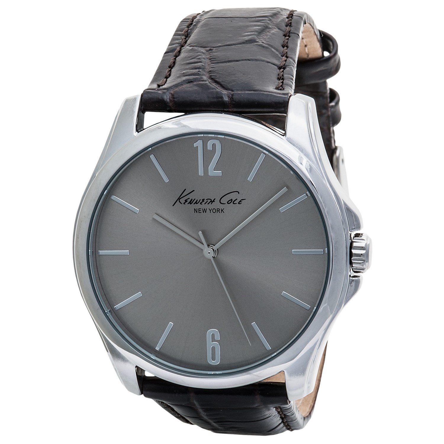 ... Cole Classic Dress Watch - Croc-Embossed Strap (For Men) in Grey/Brown