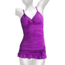 Kenneth Cole Tankini Swimsuit - Ruched Skirt For Women) in Purple - Closeouts