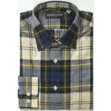 Kenneth Gordon Check Sport Shirt - Point Collar, Long Sleeve (For Men) in Beige/Navy Multi - Closeouts