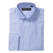 Kenneth Gordon Dress Shirt - French Cuffs, Long Sleeve (For Men) in Light Blue Textured/Brown Stripe - Closeouts