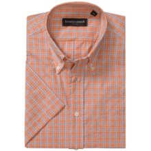 Kenneth Gordon Patterned Sport Shirt - Short Sleeve (For Men) in Orange/Light Blue/Purple Plaid - Closeouts