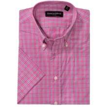 Kenneth Gordon Patterned Sport Shirt - Short Sleeve (For Men) in Pink/Lime Plaid - Closeouts
