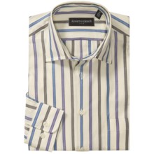 Kenneth Gordon Stripe Sport Shirt - Spread Collar, Long Sleeve (For Men) in Natural/Blue/Purple/Brown - Closeouts
