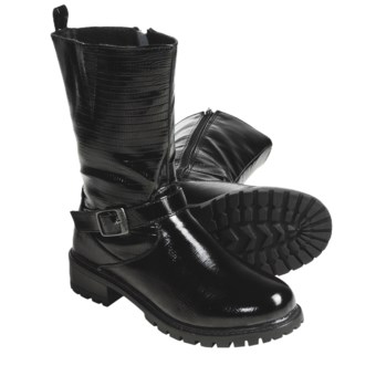 Khombu Snake Fleece-Lined Boots (For Women) in Black