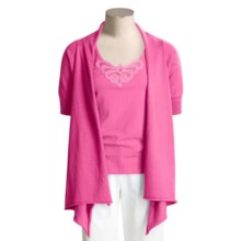Kial Cotton-Rich Cardigan Sweater - Drape Front (For Women) in Carmine Rose - Closeouts