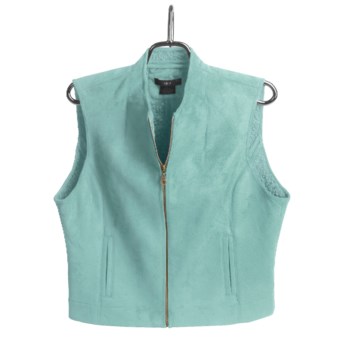 Kial Faux Suede Vest - Zip Front (For Women) in Turquoise