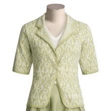 Kial Ikat Knit Blazer - Cotton-Rich, Short Sleeve (For Women) in Sage/White - Closeouts