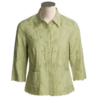 Kial Linen-Rich Battenberg Jacket (For Women) in Sage
