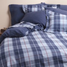 Kimlor Sierra Plaid Flannel Duvet Cover Set - King, 6 oz. Cotton in Navy - Closeouts