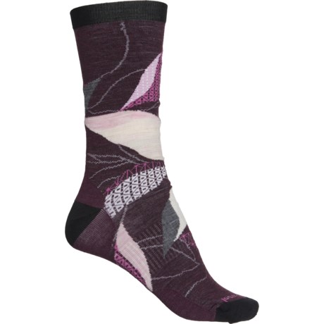 SmartWool Kimono Leaf Socks - Merino Wool, Crew (For Women) - BORDEAUX (S )