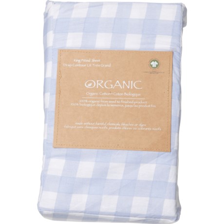 Organic King Cotton Fitted Sheet - Gingham Powder Blue - GINGHAM POWDER BLUE ( )