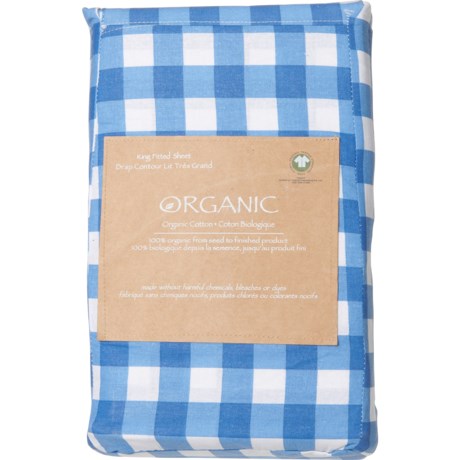 Organic King Cotton Fitted Sheet - Gingham Set Sail Blue - GINGHAM SET SAIL BLUE ( )