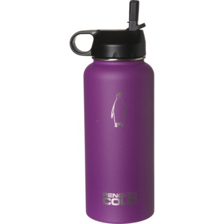 Penguin Cold King Vacuum-Insulated Stainless Steel Water Bottle - 32 oz. - BLACK STRAW LID PURPLE ( )