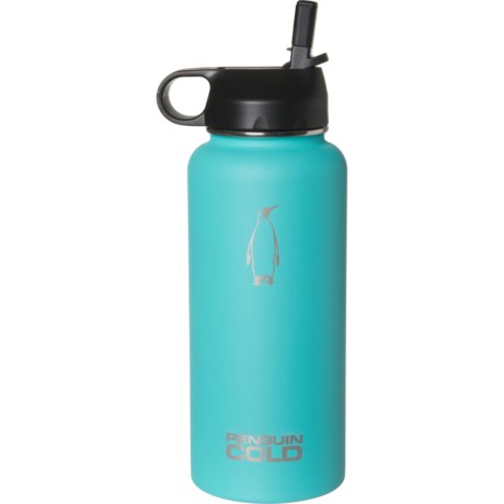 Penguin Cold King Vacuum-Insulated Stainless Steel Water Bottle - 32 oz. - BLACK STRAW LID TEAL ( )