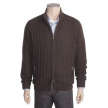 Kinross Cashmere Bias Rib Jacket - Zip Front, Mock Neck (For Men) in Stag - Closeouts