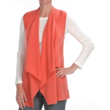 Kinross Cashmere Drape Front Vest - 2-Ply, 7-Gauge (For Women) in Coral - Closeouts