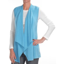 Kinross Cashmere Drape Front Vest - 2-Ply, 7-Gauge (For Women) in Turquoise - Closeouts