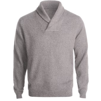 Kinross Cashmere Pullover Sweater - Elbow Patches, Shawl Collar (For Men) in Zinc