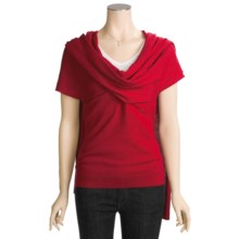 Kinross Cashmere Pullover Sweater - Wrap Front, Short Sleeve (For Women) in Red - Closeouts