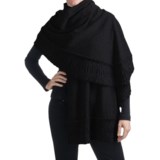 Kinross Cashmere Smocked Trim Wrap - 2-Ply, 12-Gauge (For Women)