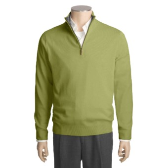 Kinross Cashmere Sweater - Zip Mock Neck (For Men) in Thyme/Zinc