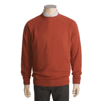 Kinross Cashmere Top-Stitch Sweater - Raglan Sleeves (For Men) in Russet/Barley