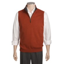 Kinross Cashmere Vest - Mock Zip Neck (For Men) in Russet/Charcoal - Closeouts